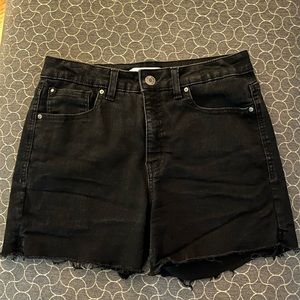 Black Jean Cut-off Midi Short Size 12